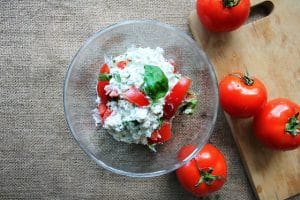 white cheese with tomatoes