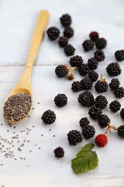 chia seeds and blackberries