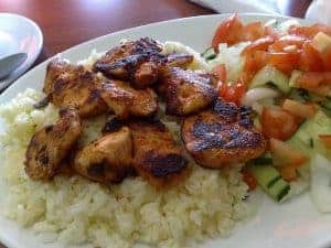 roast chicken with rice and vegetables