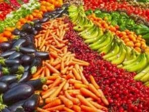 arranged vegetables and fruit