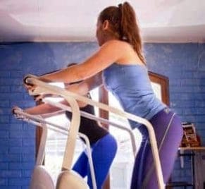 exercising on a treadmill