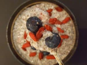 porridge with blueberries goji