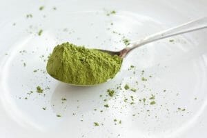 green tea on a spoon