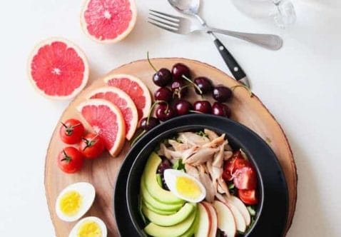 healthy foods on a tray