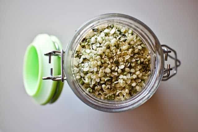 Hemp seeds in a jar