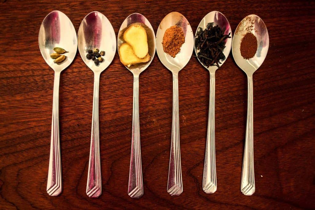 Spices in teaspoons
