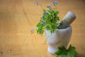 herbs in a mortar