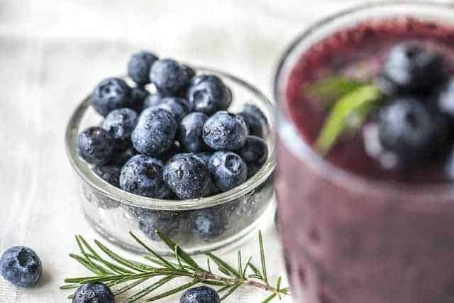 Blueberries in a glass bowl
