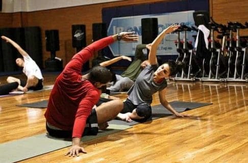 exercising at the gym