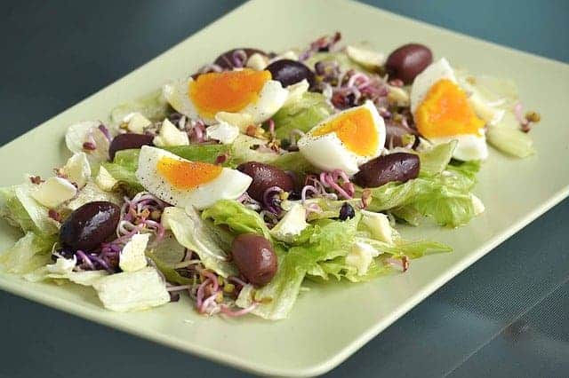 salad with olives and hard boiled eggs