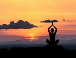 woman practices yoga