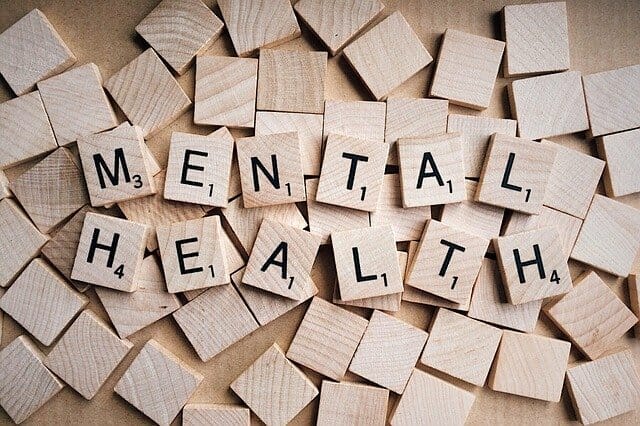 Mental Health inscription arranged with scrabble blocks