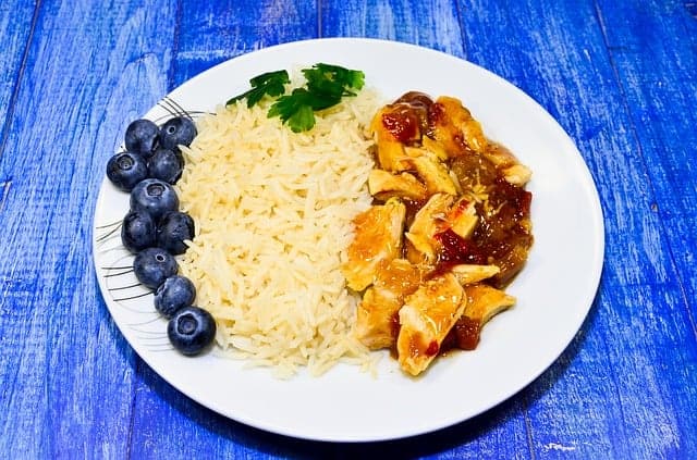 rice with stew on the plate