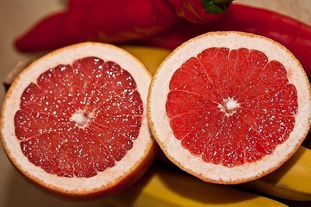 grapefruit cut in half