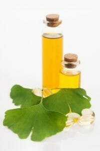  Ginkgo biloba leaves and oils in flacons